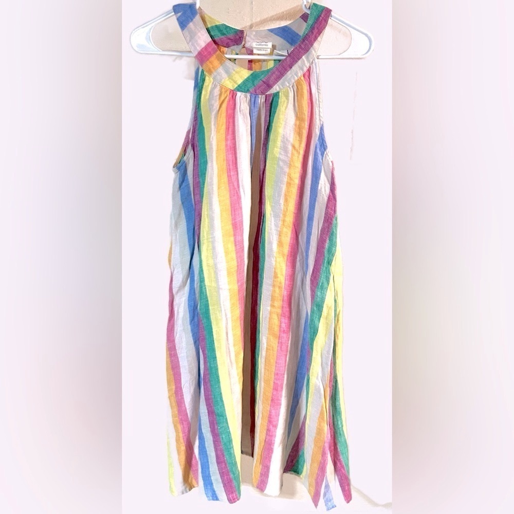 C&C California Rainbow‎ Stripe Linen Halter Dress Boho Beach Festival Summer S - Picture 2 of 10